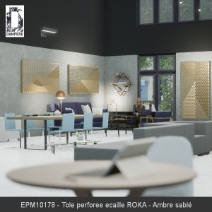 EPM10178 Tole perforee ecaille ROKA Ambre sable