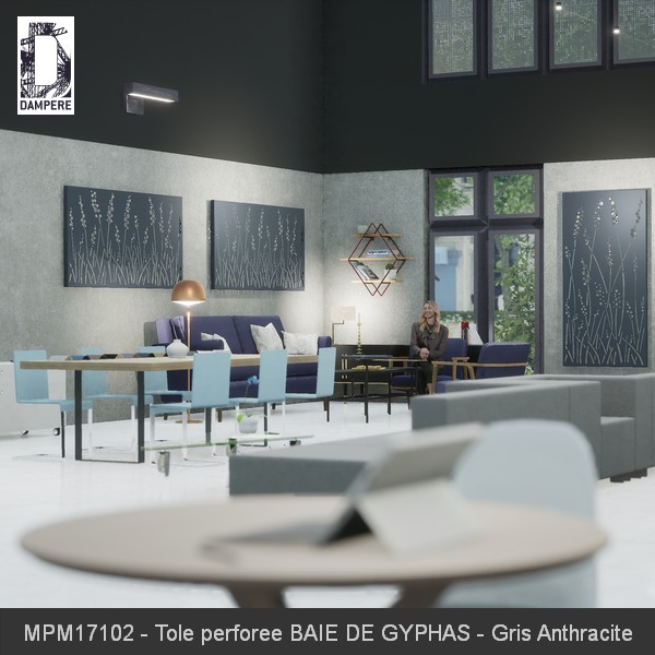 MPM17102 Tole perforee BAIE DE GYPHAS Gris Anthracite